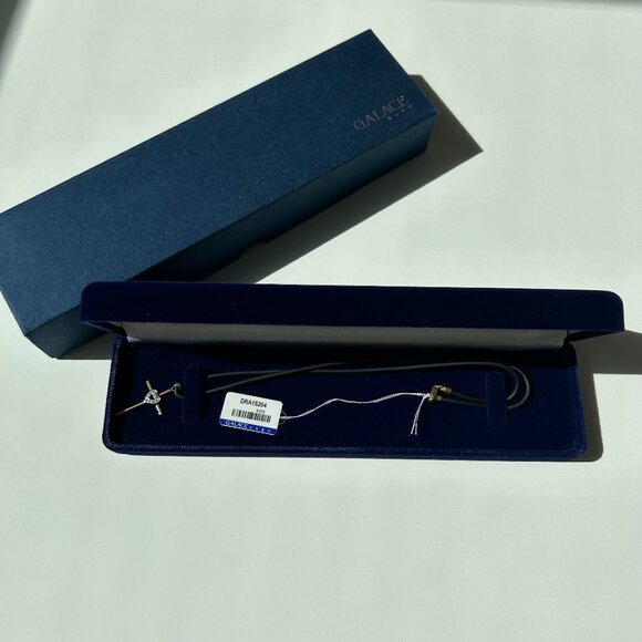 BRAND NEW Diamond Cross Pendant Necklace & Leather Chain MOTHER'S DAY GIFT - Picture 2 of 6